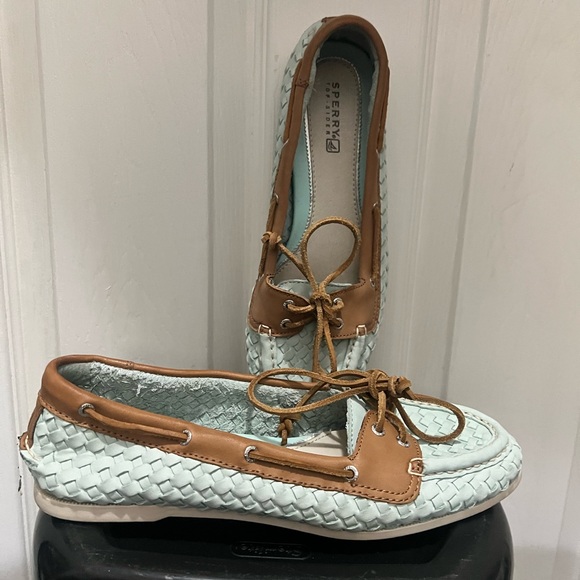 Sperry Women's Mint and Tan Boat Shoes - Picture 1 of 4